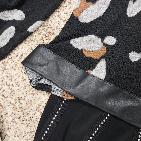 3182 Size 10 Cowlneck Sweater Cross Back with Faux Leather Trim. NWT - Picture 4 of 9